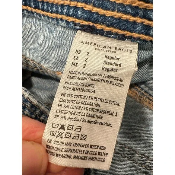 American Eagle Womens Low Rise Maxi Denim Skirt Size 2 Medium Wash Cargo Pocket - Picture 10 of 12